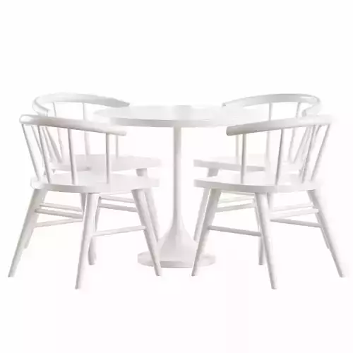 Round Kids Play Table and Walnut Wood Kids Play Chair Anker Low-poly 3D model 3
