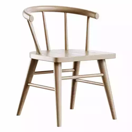 Round Kids Play Table and Walnut Wood Kids Play Chair Anker Low-poly 3D model 6