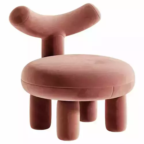 Armless Parsons Wool Back Chair and Emme Round Kids Play Table Low-poly 3D model 4