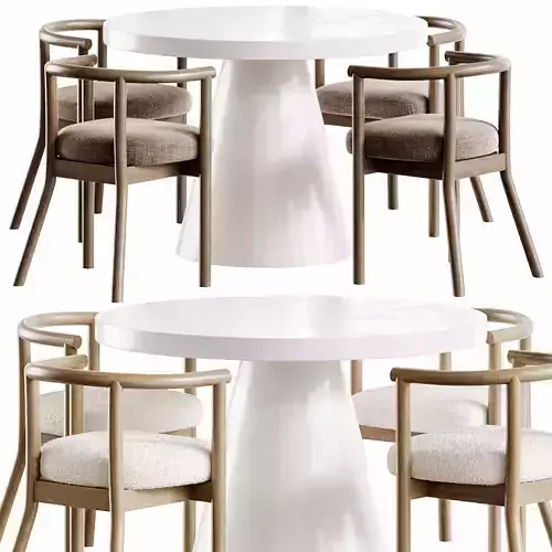 Willy Round Kids Play Table  White Horse Upholstered Chair Low-poly 3D model 3