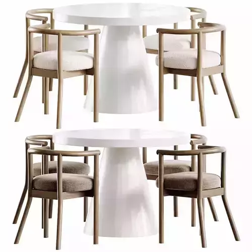 Willy Round Kids Play Table White Horse Upholstered Chair Low-poly 3D model