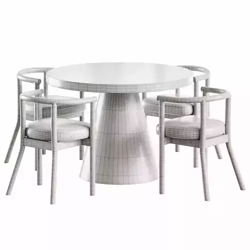 Willy Round Kids Play Table  White Horse Upholstered Chair Low-poly 3D model 7