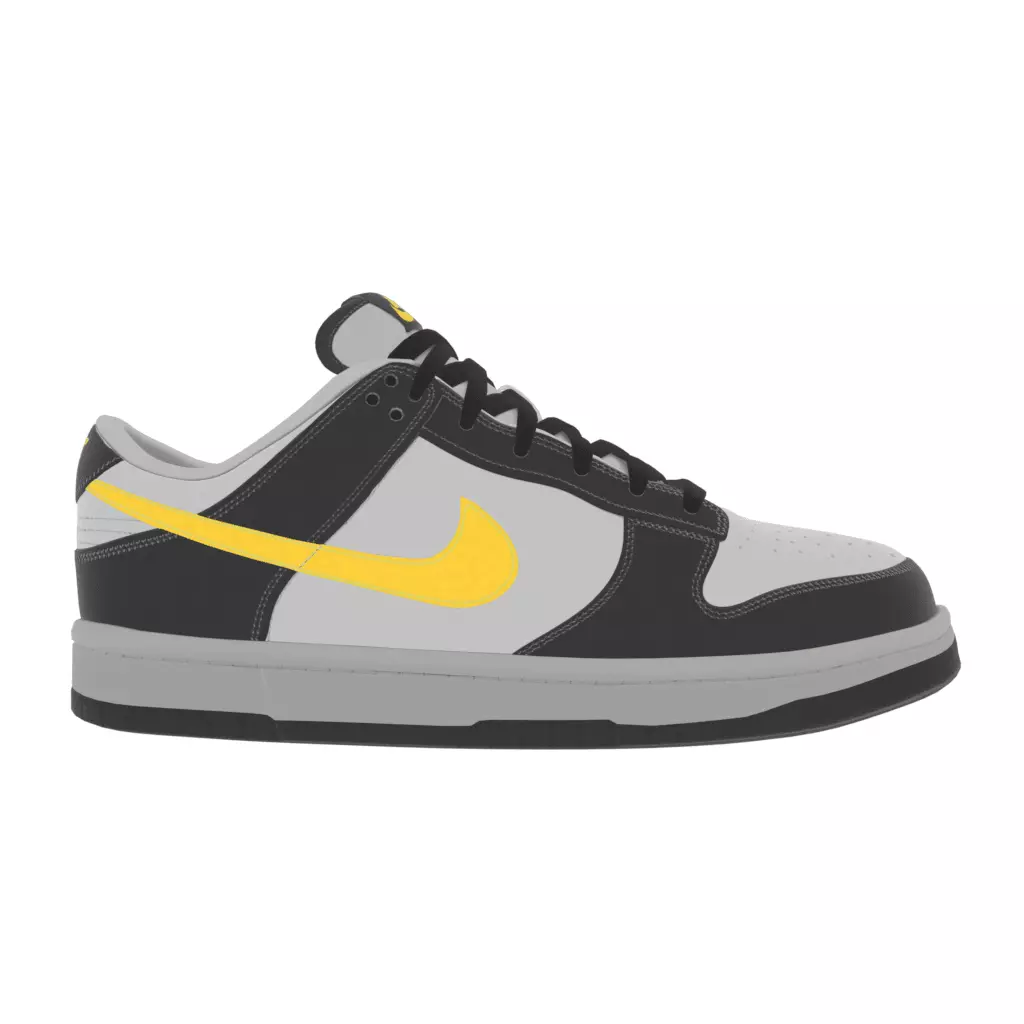 Nike Dunk Low Black Opti Yellow CG Low-poly 3D model