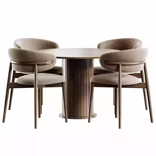 Jvon Table and Ferrara Chair Low-poly 3D model 4