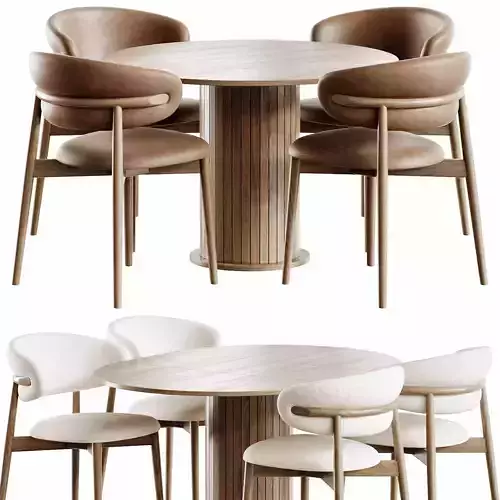 Jvon Table and Ferrara Chair Low-poly 3D model 3
