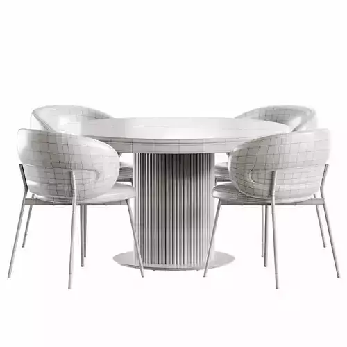 Velvet Table Wooden and Shamberi Chair Low-poly 3D model 7