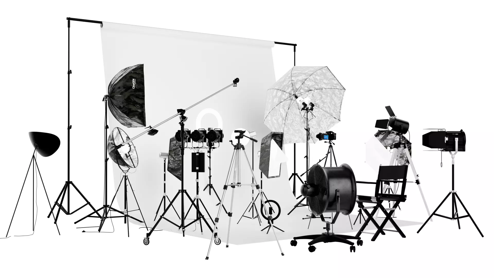Professional Photography Studio Equipment Pack Low-poly 3D model