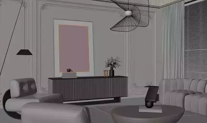 French-style living room 3D model 6