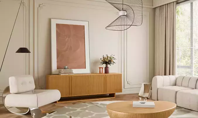 French-style living room 3D model 3