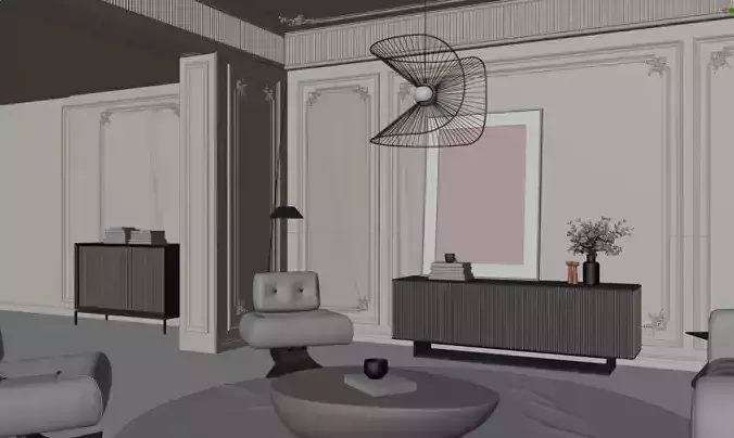 French-style living room 3D model 5
