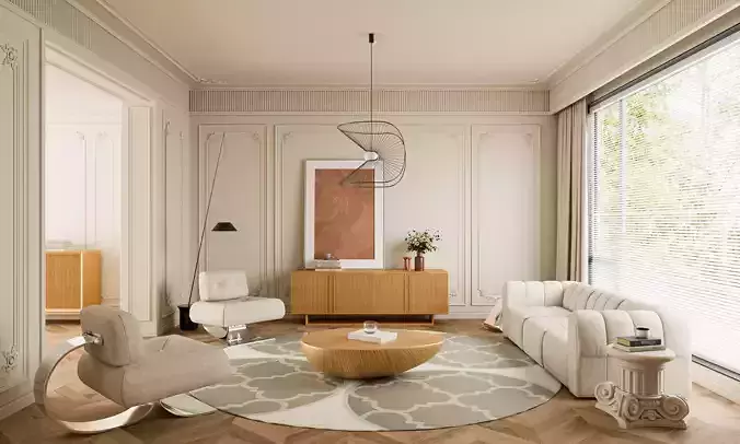 French-style living room 3D model