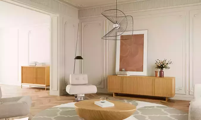 French-style living room 3D model 2