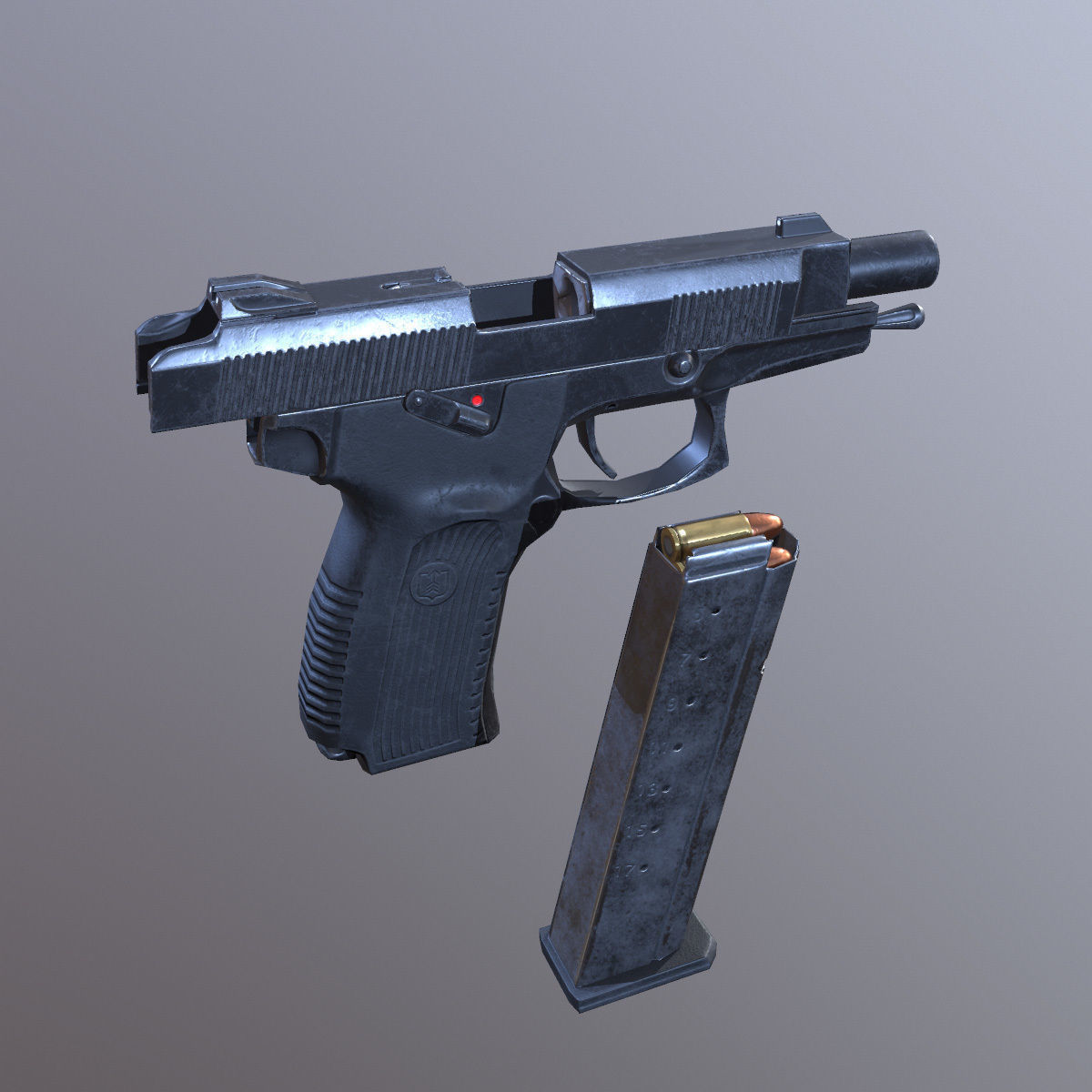 Lowpoly MP-443 Grach Yarygin Pistol Low-poly 3D model_7