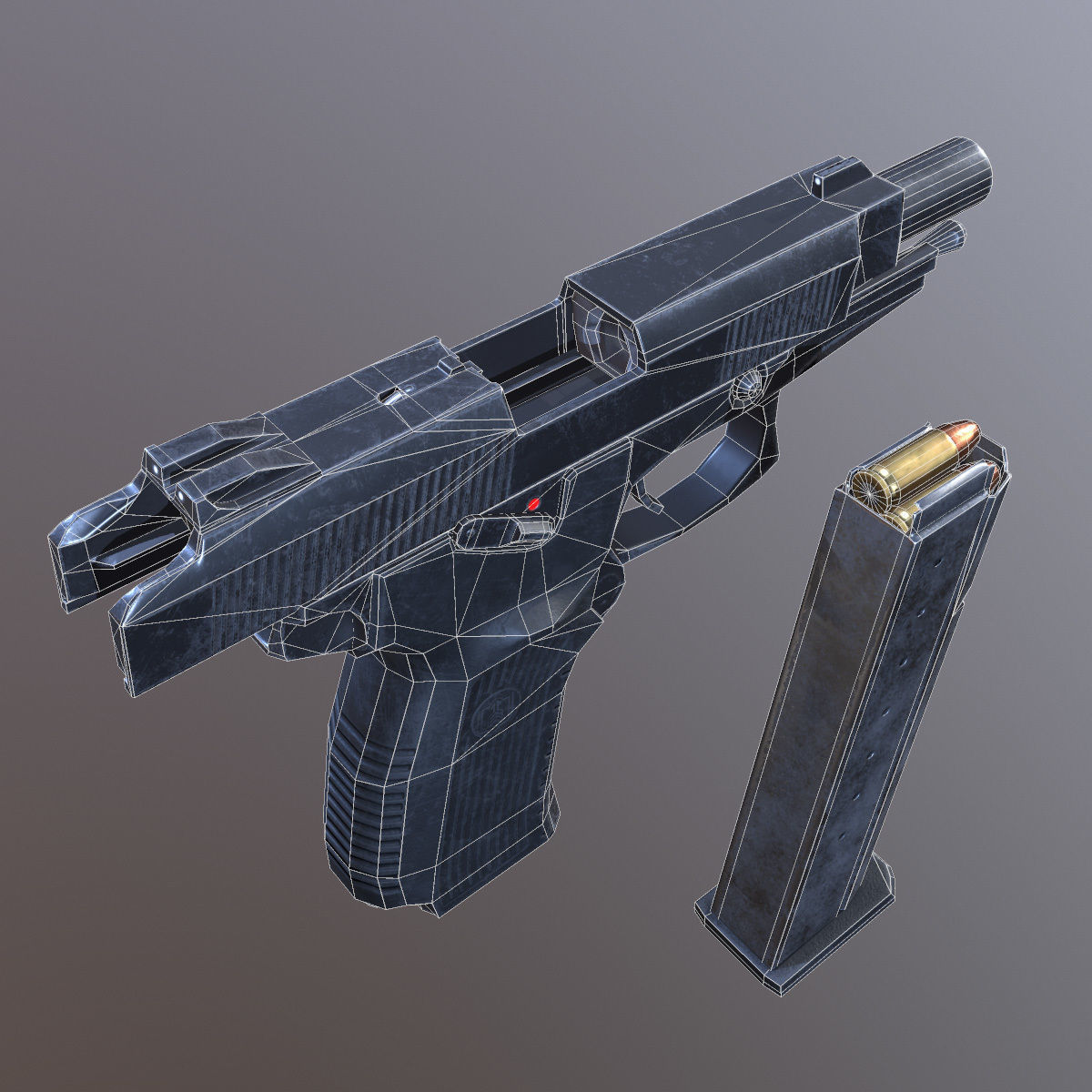 Lowpoly MP-443 Grach Yarygin Pistol Low-poly 3D model_10