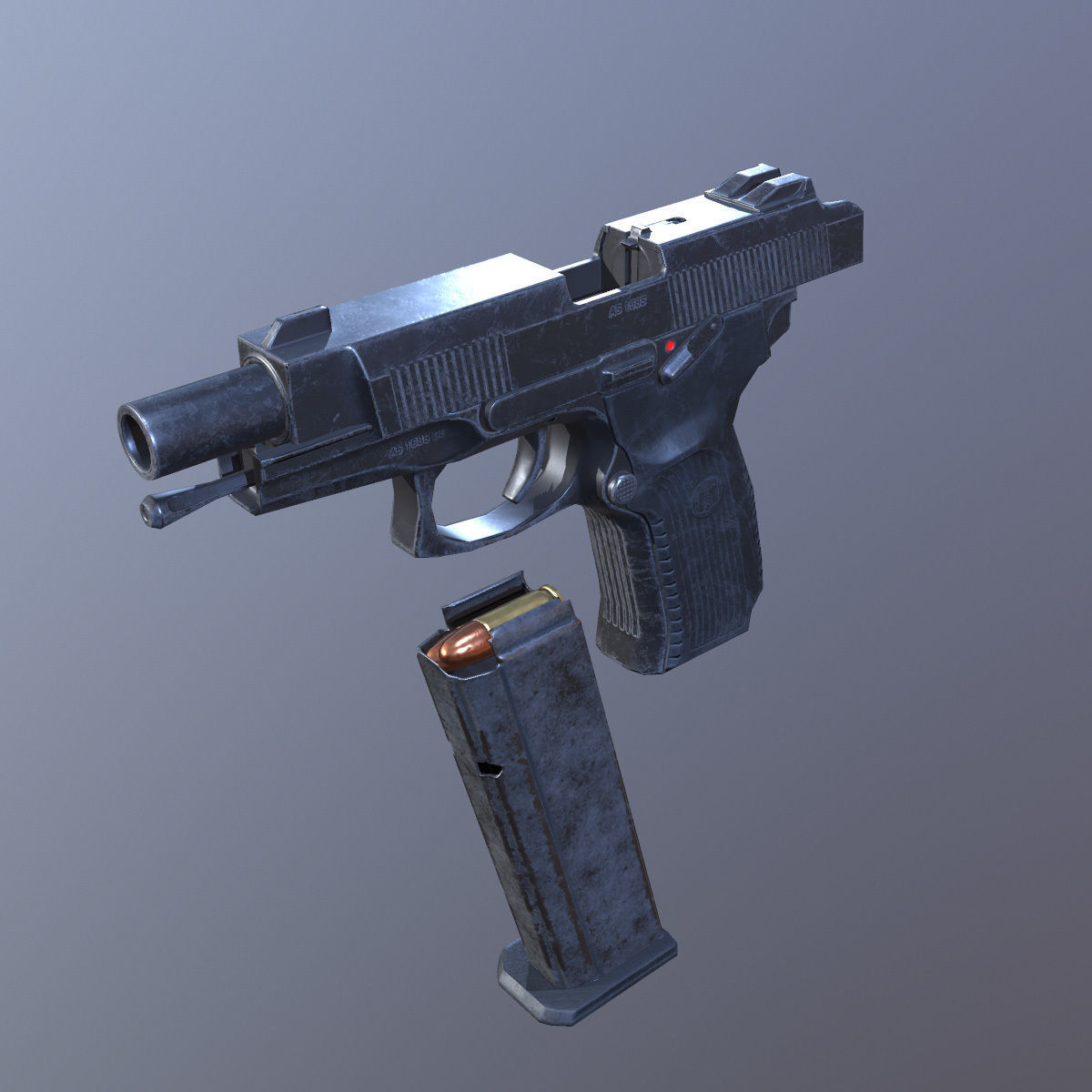 Lowpoly MP-443 Grach Yarygin Pistol Low-poly 3D model_6