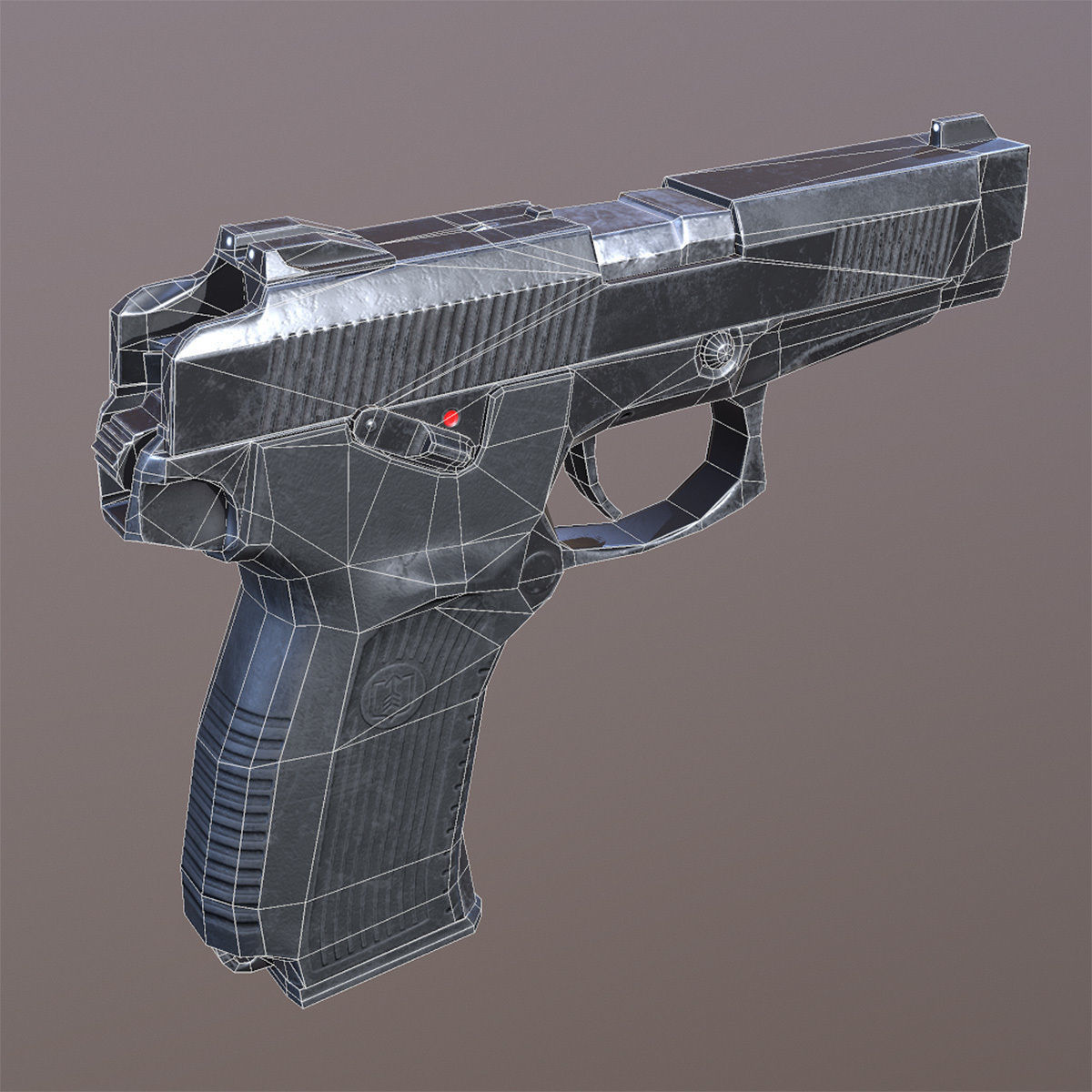 Lowpoly MP-443 Grach Yarygin Pistol Low-poly 3D model_8
