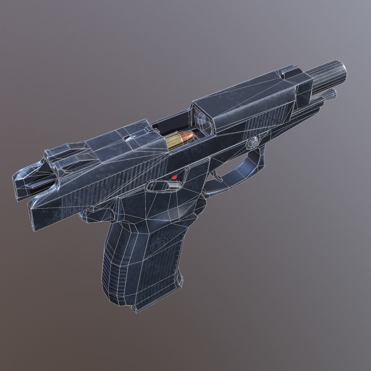Lowpoly MP-443 Grach Yarygin Pistol Low-poly 3D model_9