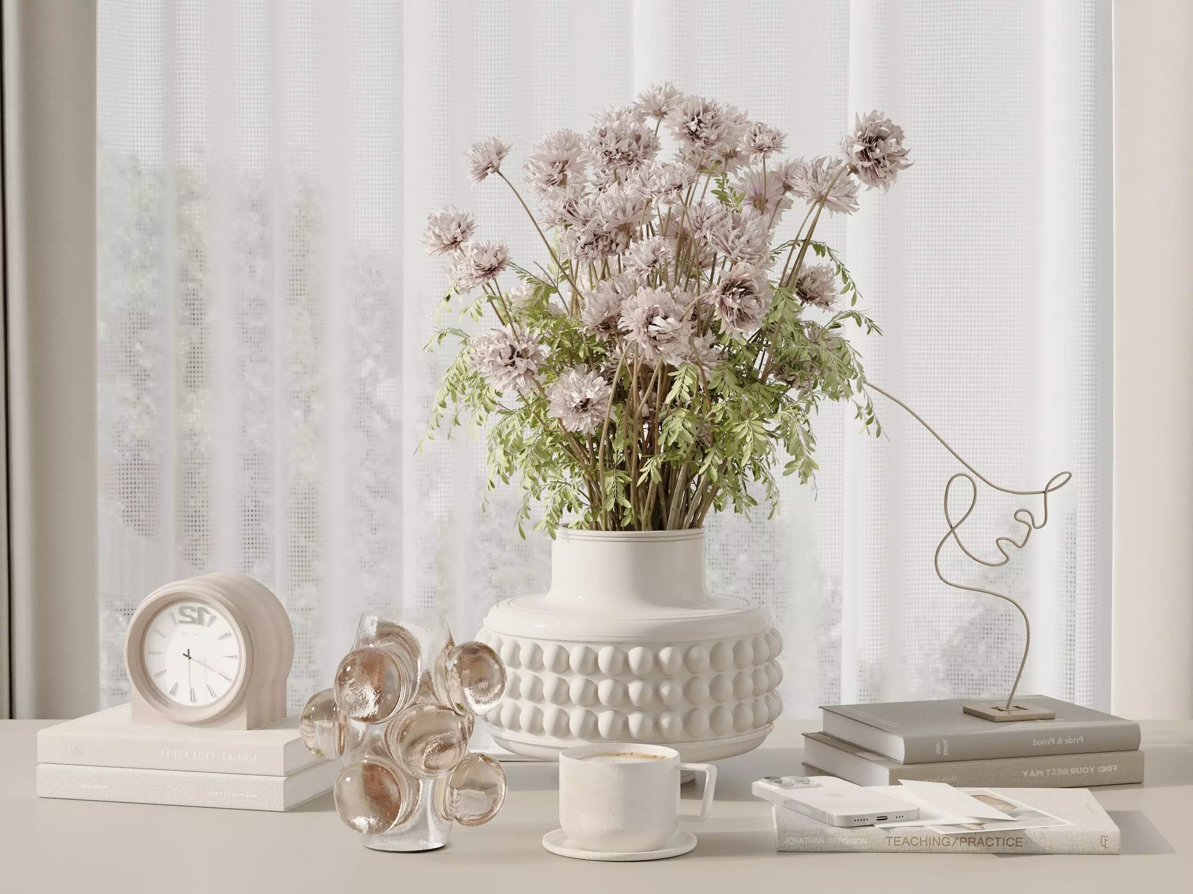 Creamy Morning Korean Minimal Floral Styling 3D model