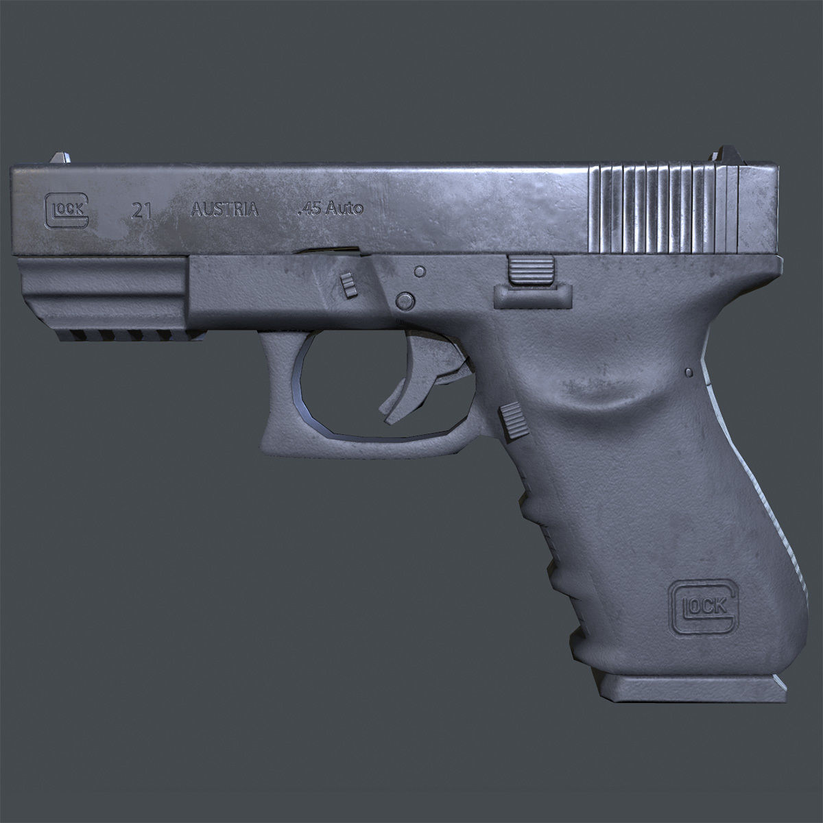 Lowpoly Glock 21 Handgun Low-poly 3D model_1