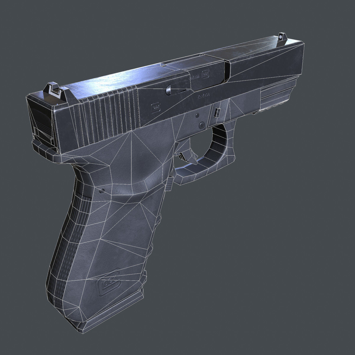 Lowpoly Glock 21 Handgun Low-poly 3D model_7