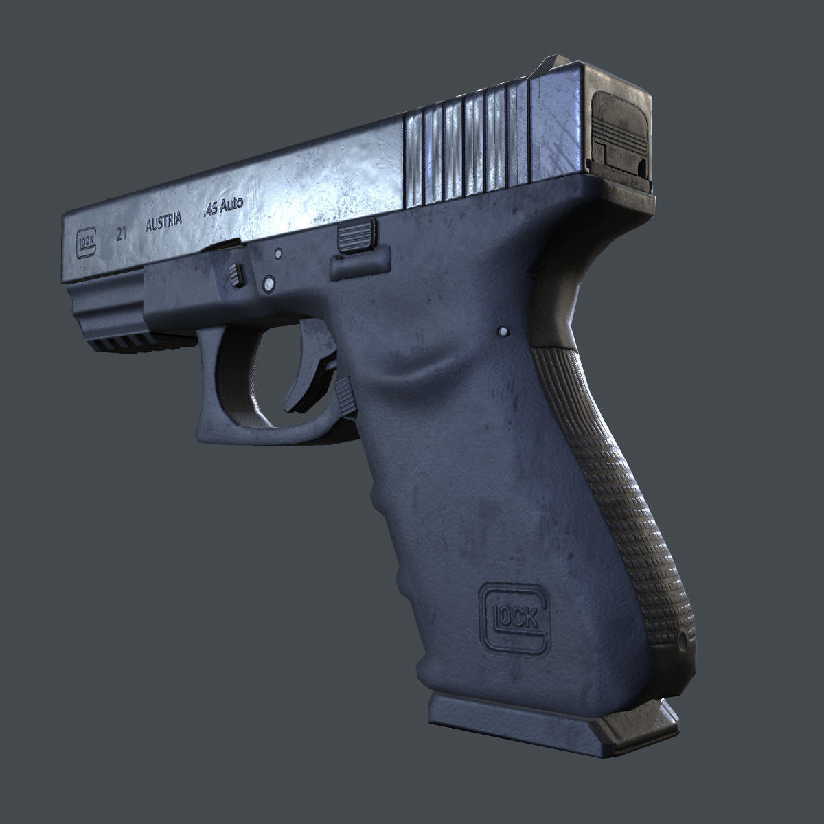 Lowpoly Glock 21 Handgun Low-poly 3D model_2