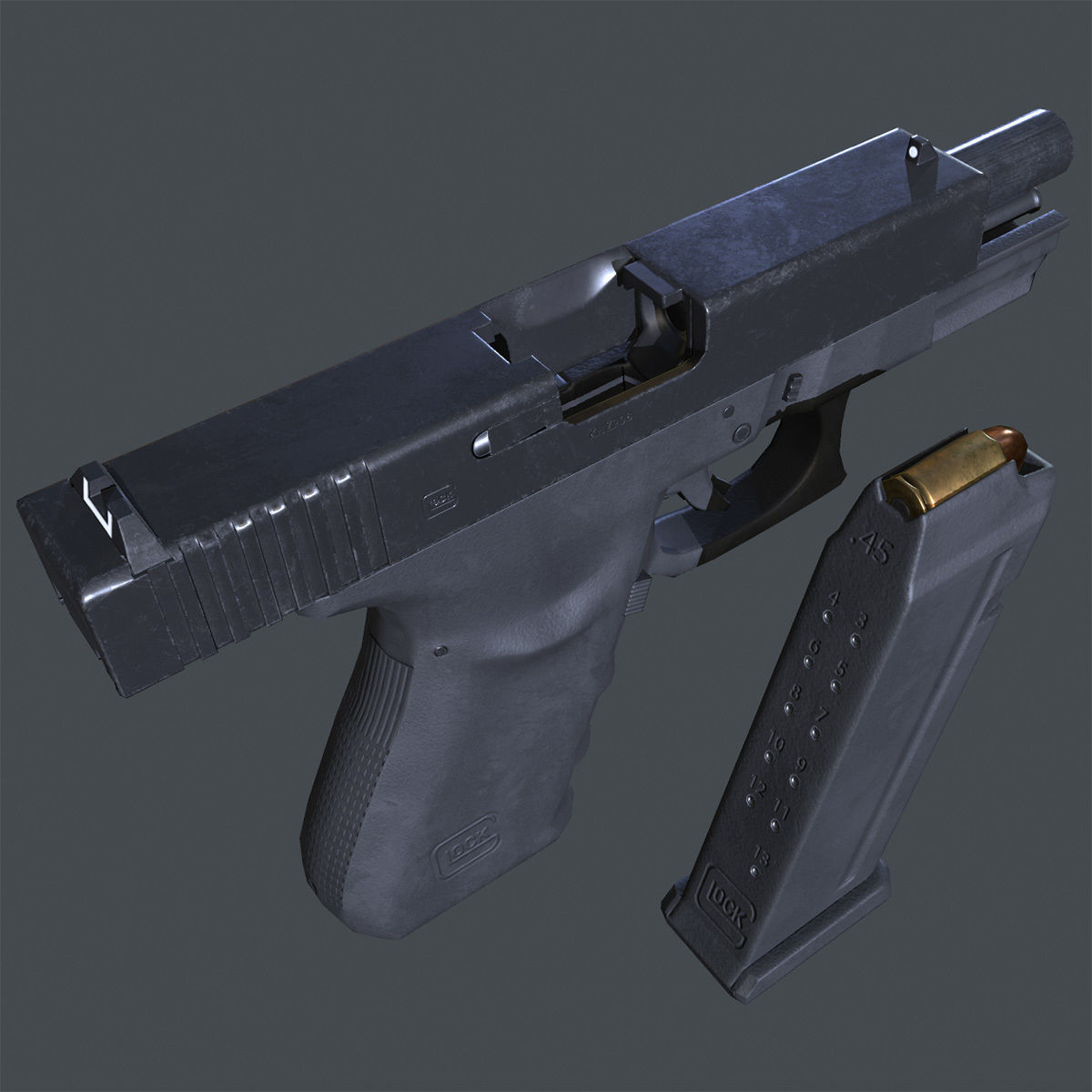 Lowpoly Glock 21 Handgun Low-poly 3D model_3