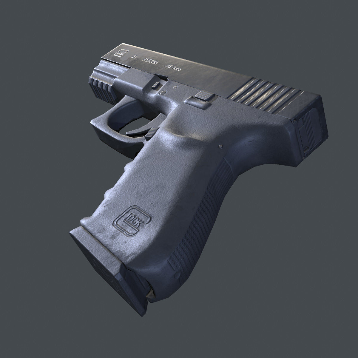 Lowpoly Glock 21 Handgun Low-poly 3D model_5