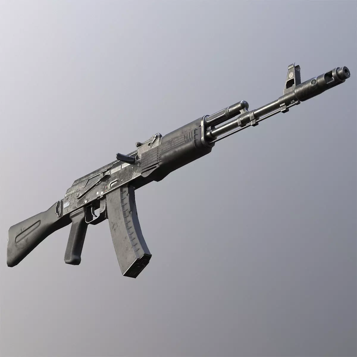 Lowpoly Kalashnikov AK-74M Assault Rifle Low-poly 3D model_0