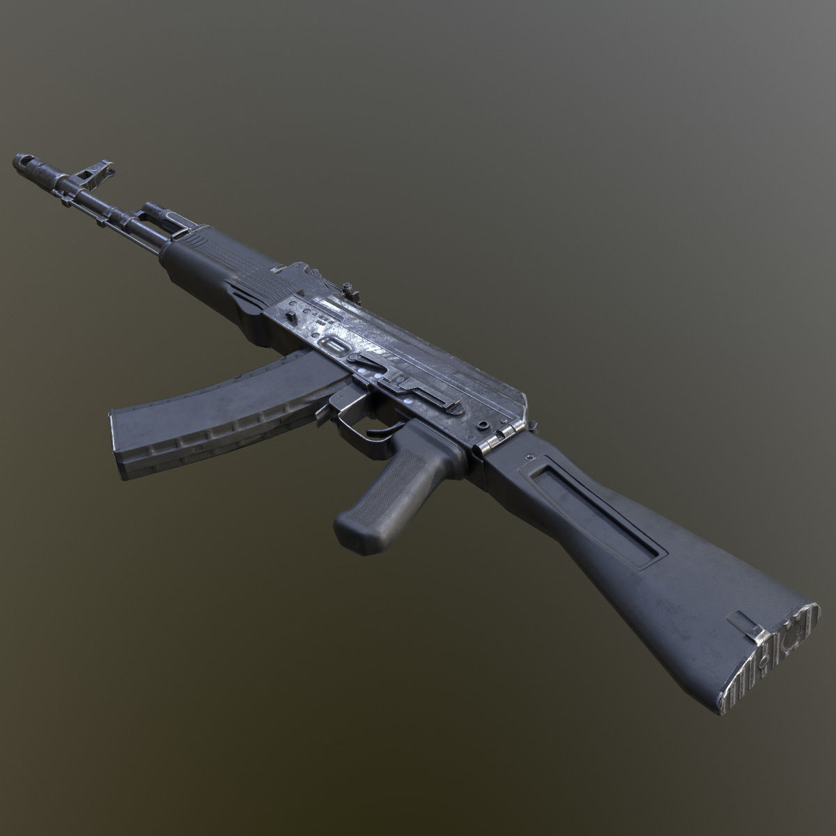 Lowpoly Kalashnikov AK-74M Assault Rifle Low-poly 3D model_2