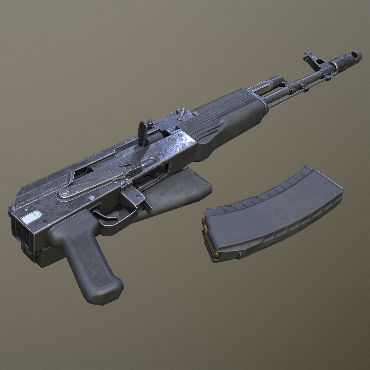 Lowpoly Kalashnikov AK-74M Assault Rifle Low-poly 3D model_8