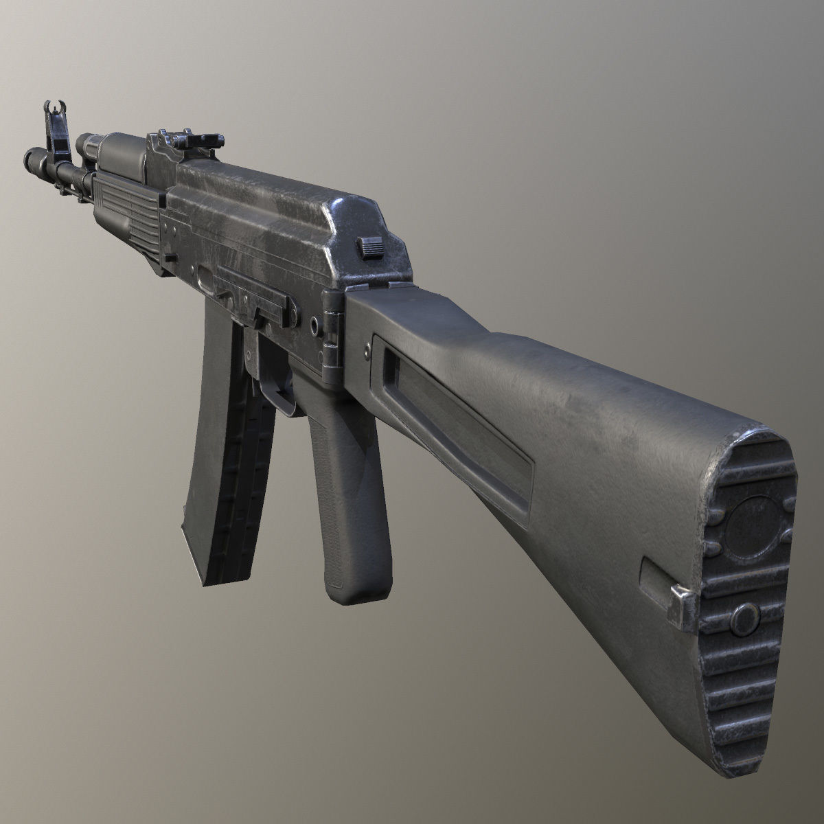 Lowpoly Kalashnikov AK-74M Assault Rifle Low-poly 3D model_6