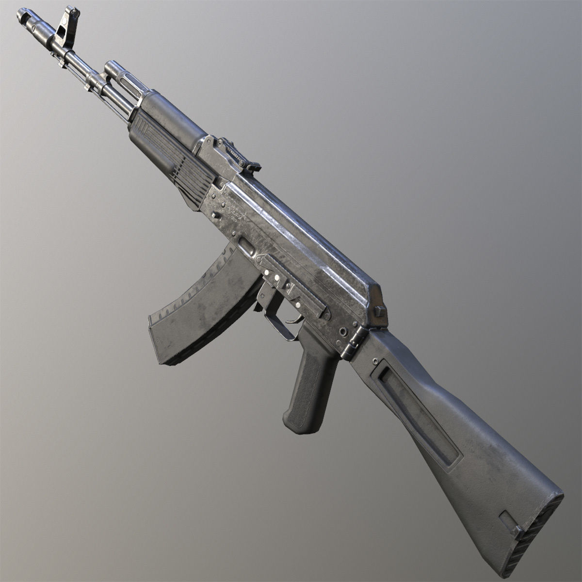 Lowpoly Kalashnikov AK-74M Assault Rifle Low-poly 3D model_5