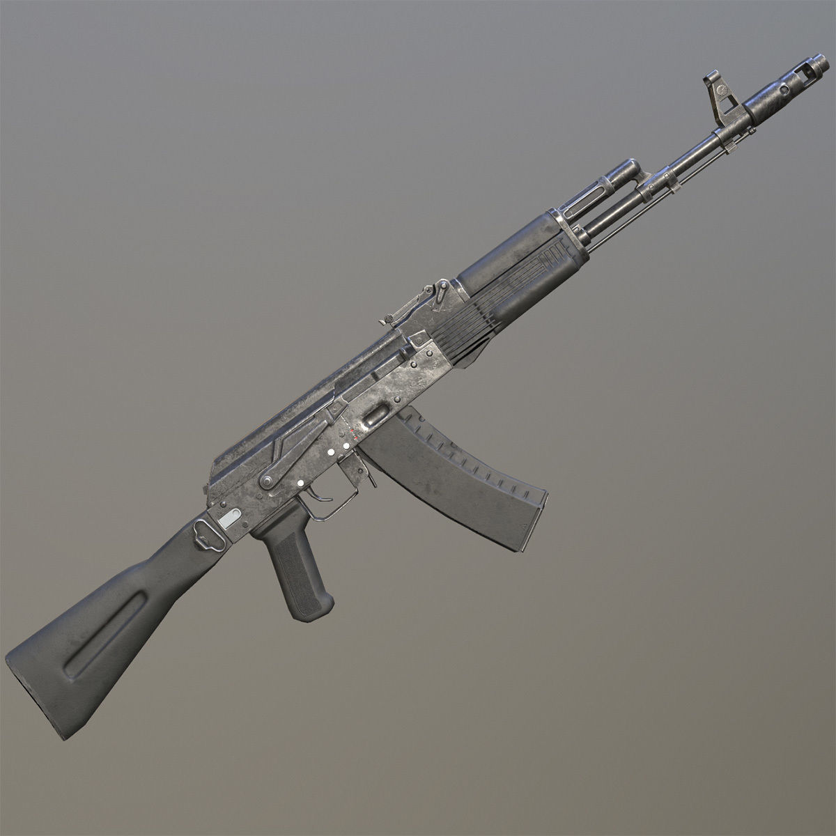 Lowpoly Kalashnikov AK-74M Assault Rifle Low-poly 3D model_1