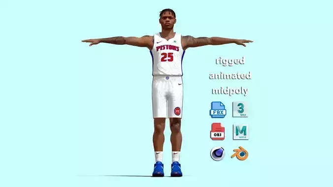 T-Pose Rigged Marcus Sasser Detroit Pistons NBA