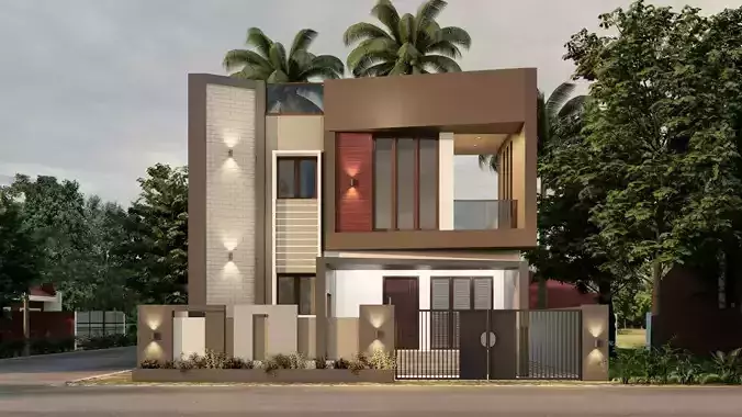 Modern Tropical House Facade Model Packs 3D model | CGTrader