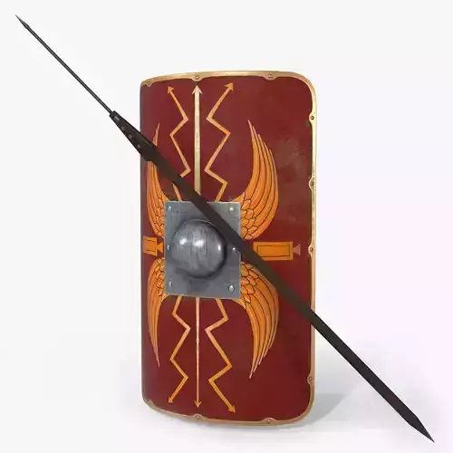 Lowpoly Scutum And Pilum Low-poly 3D model