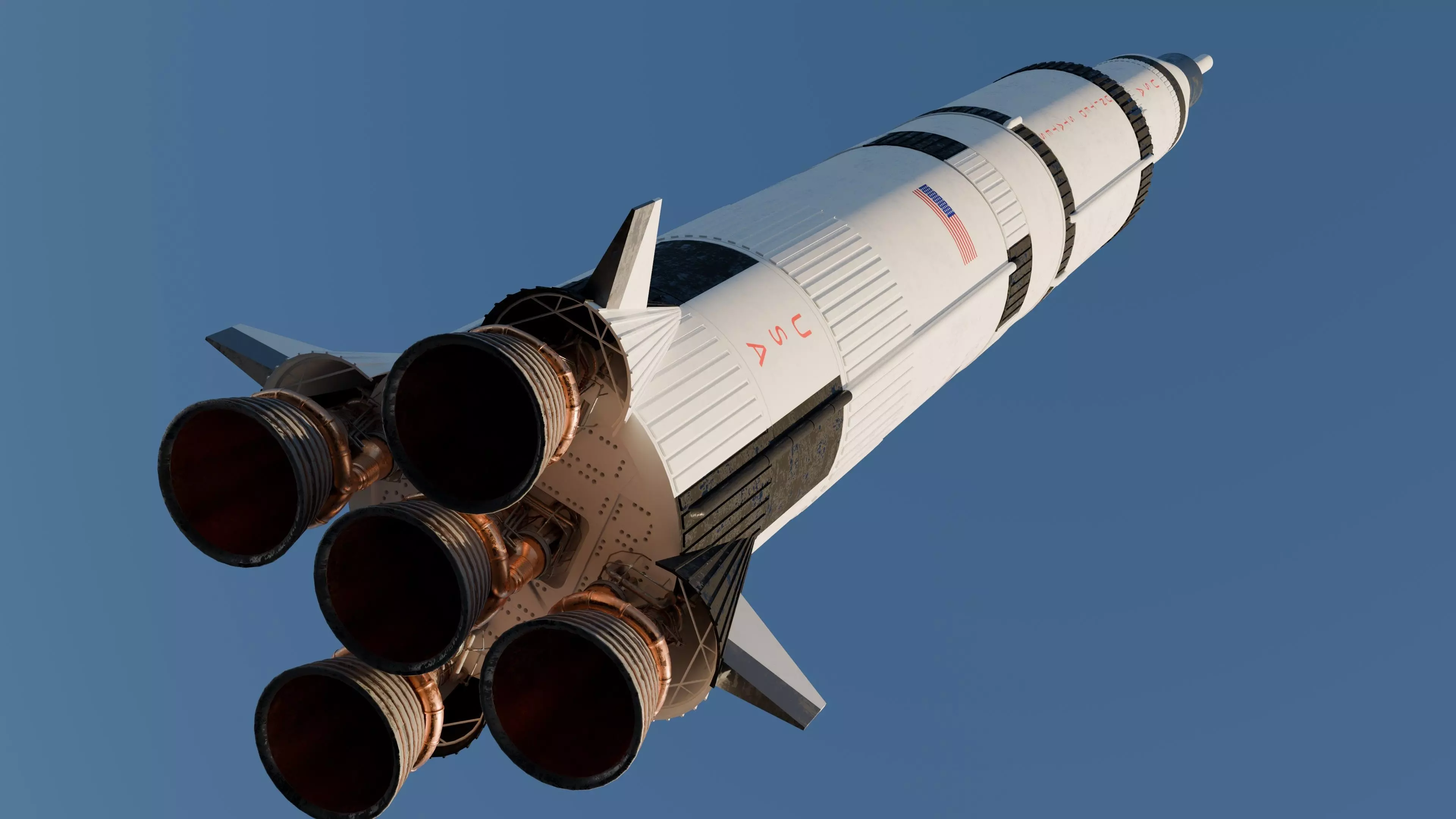 Saturn V Rocket 3D Model - Apollo Launch Vehicle Full Stages 3D model ...