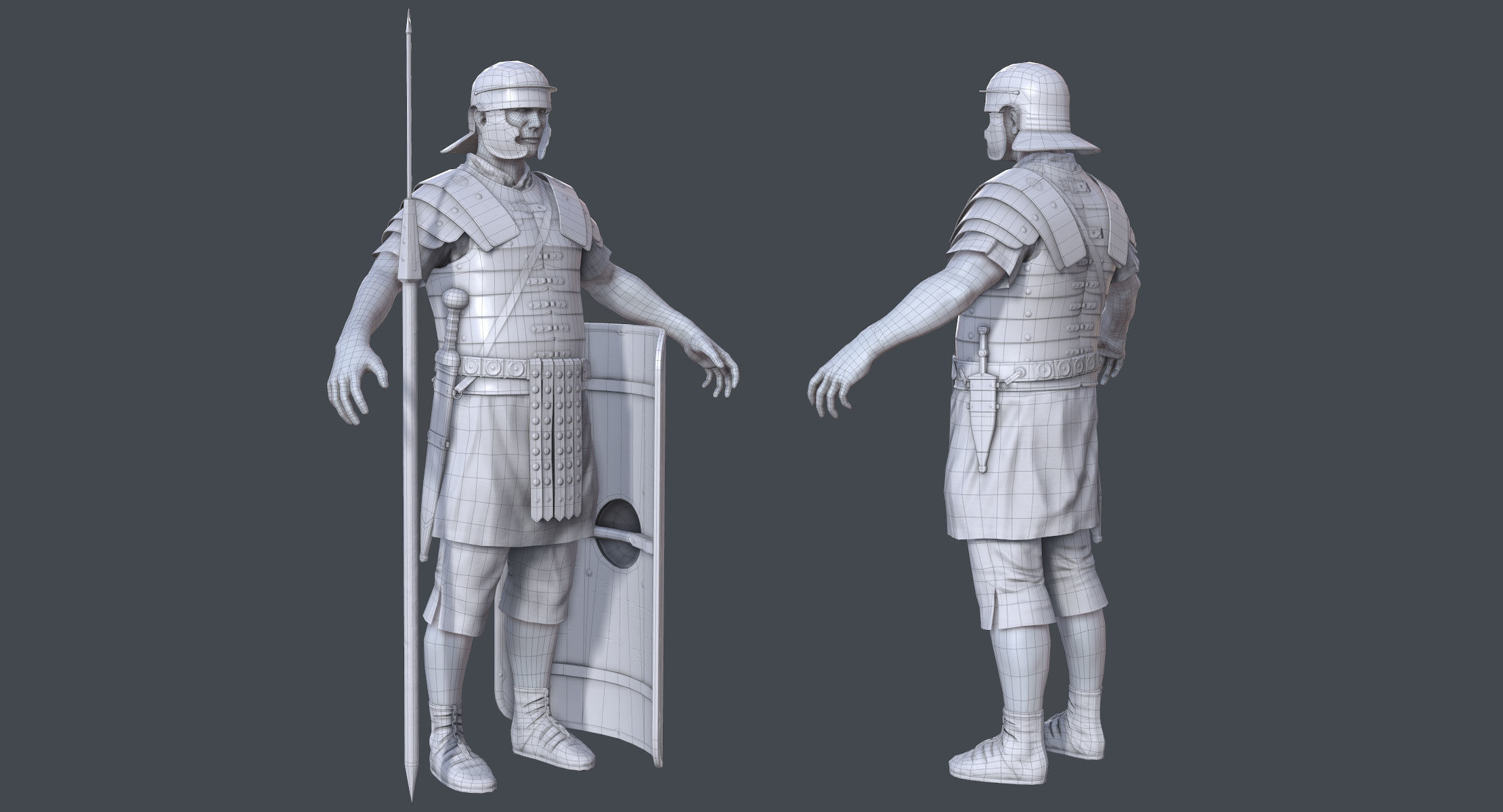 Lowpoly Roman Legionnaire Low-poly 3D model_7