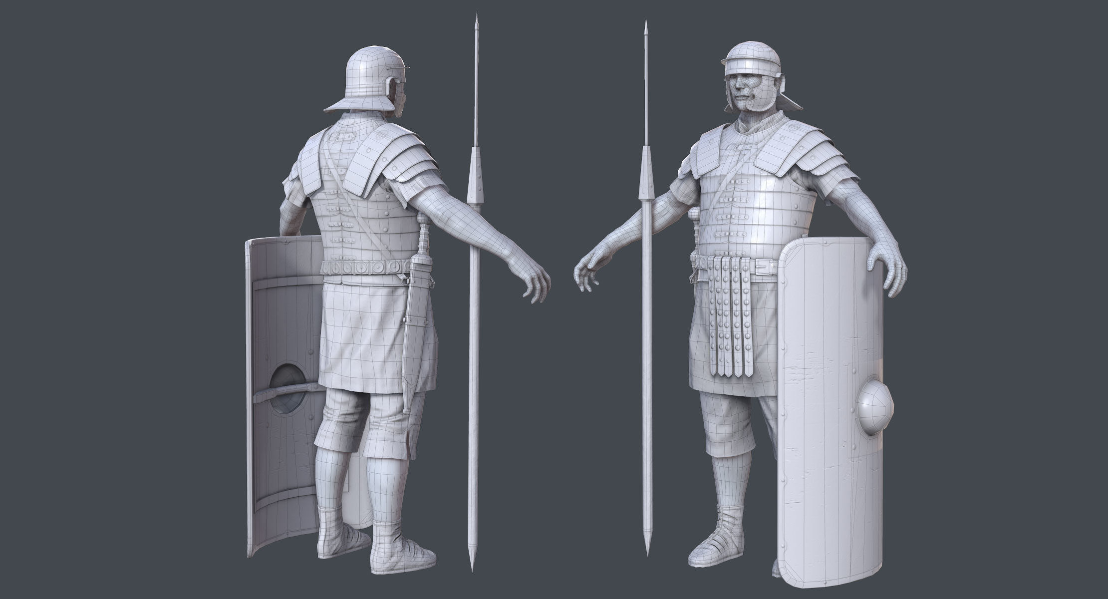 Lowpoly Roman Legionnaire Low-poly 3D model_8
