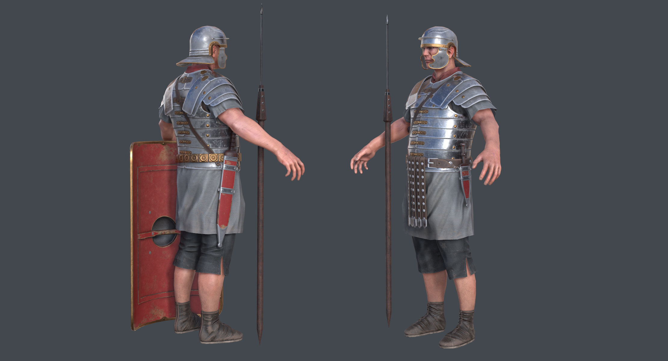 Lowpoly Roman Legionnaire Low-poly 3D model_2