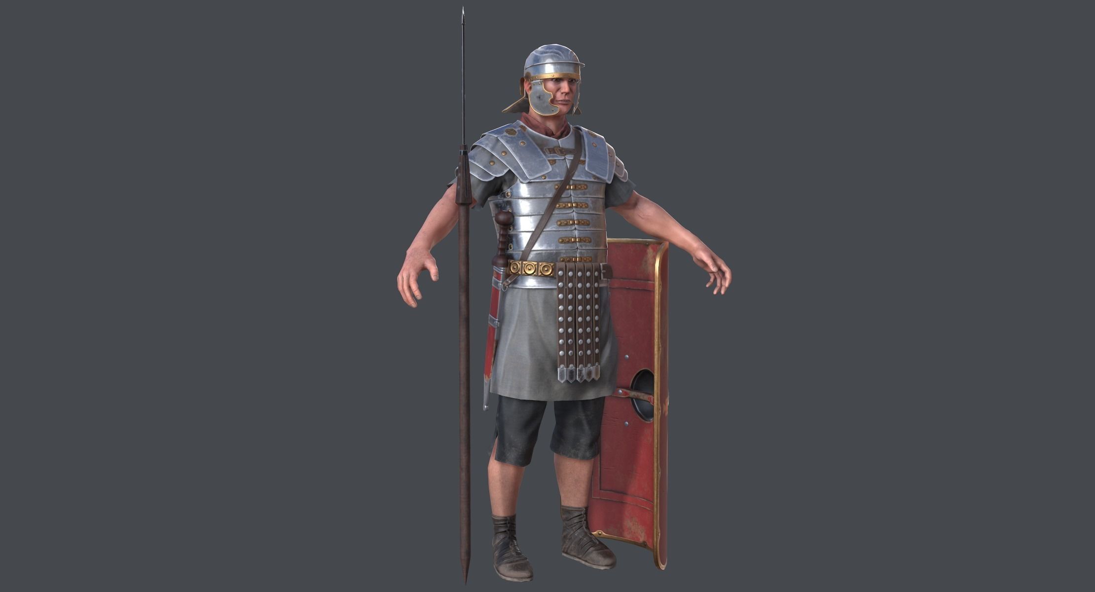 Lowpoly Roman Legionnaire Low-poly 3D model_1