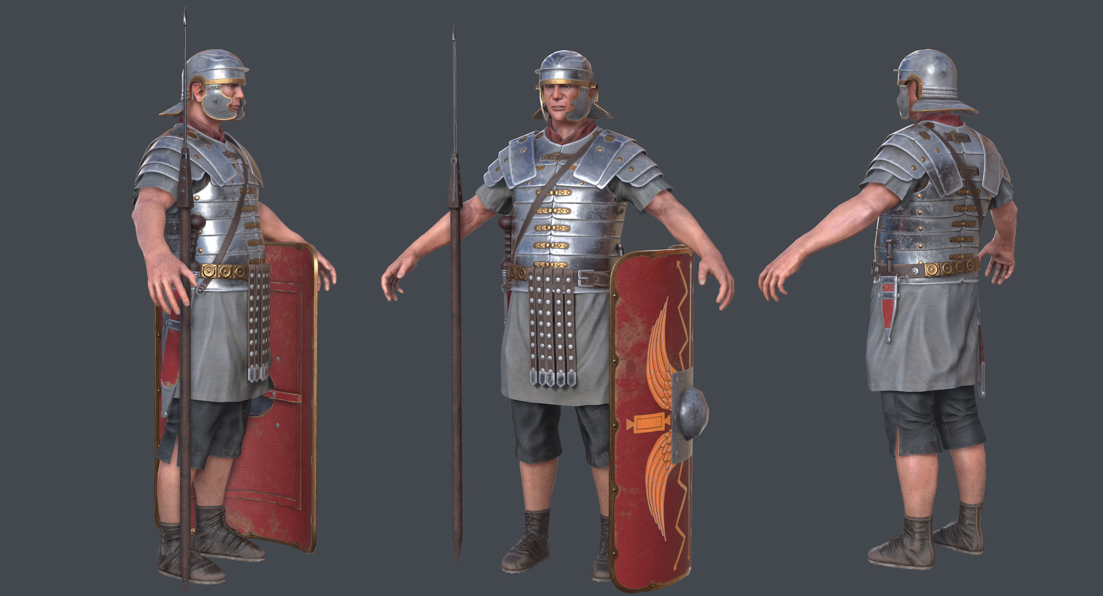 Lowpoly Roman Legionnaire Low-poly 3D model_3