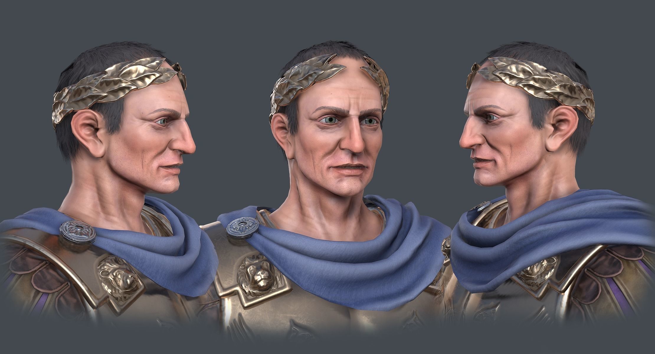 Lowpoly Gaius Julius Caesar Low-poly 3D model_4
