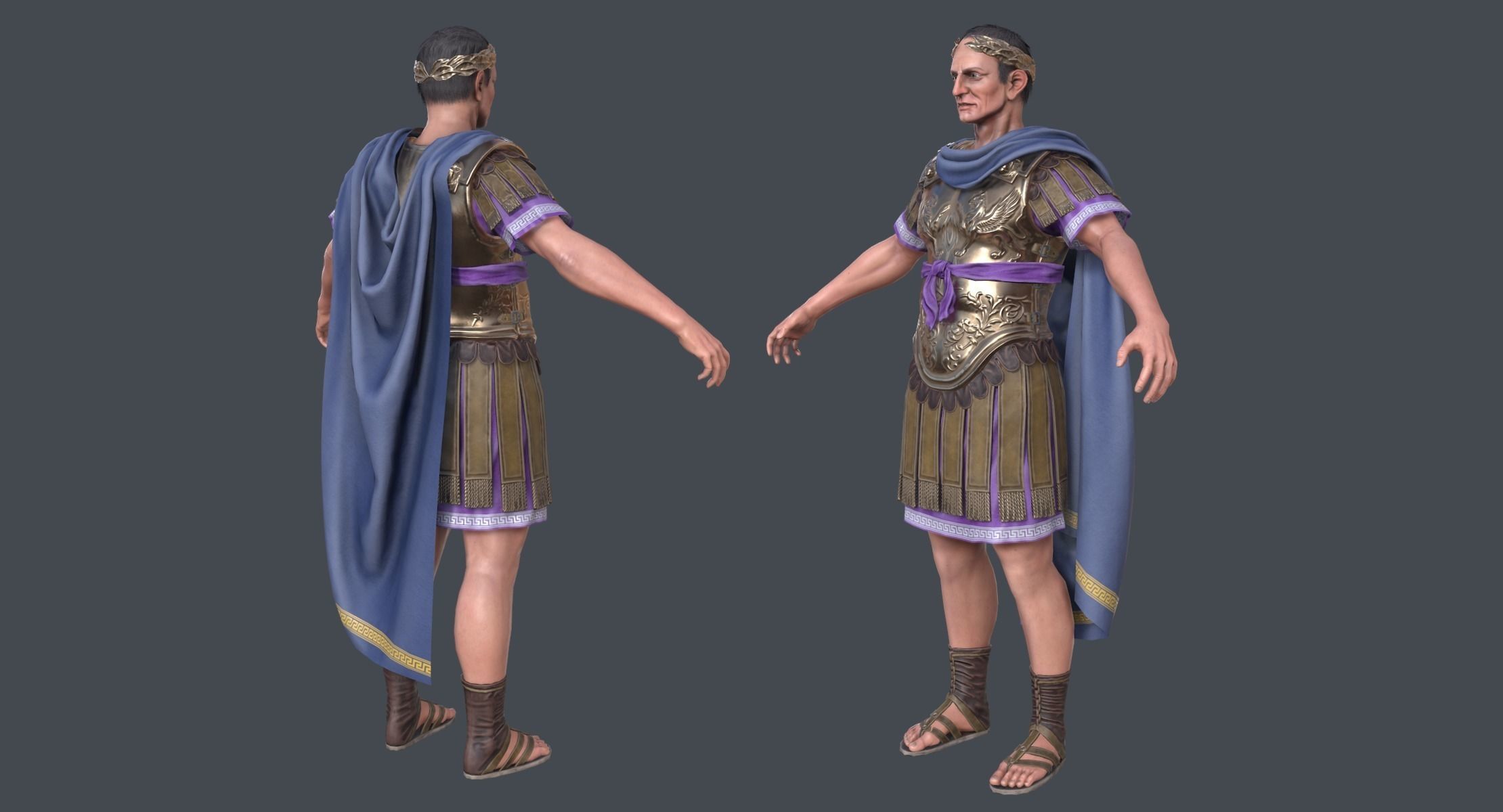 Lowpoly Gaius Julius Caesar Low-poly 3D model_2