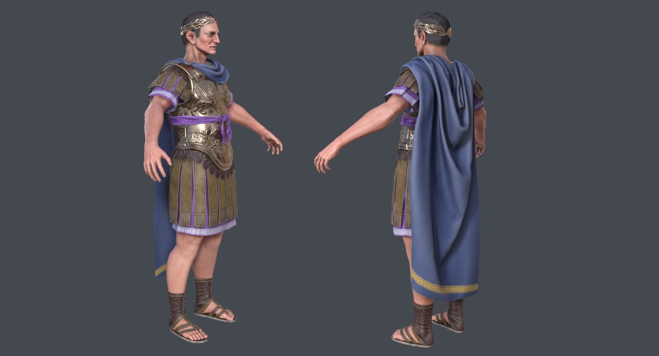 Lowpoly Gaius Julius Caesar Low-poly 3D model_3