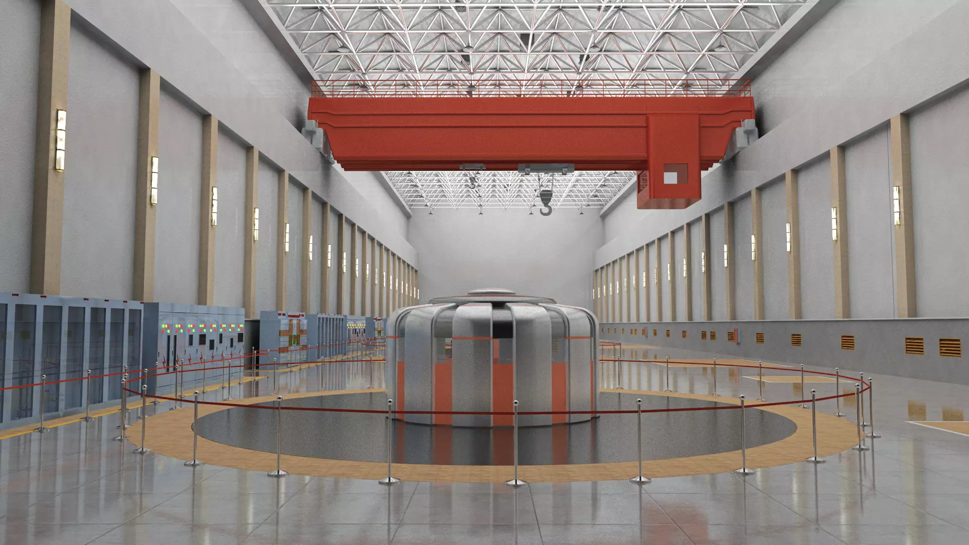 Hydropower Plant Turbine Hall Power Generation Facility 3D model
