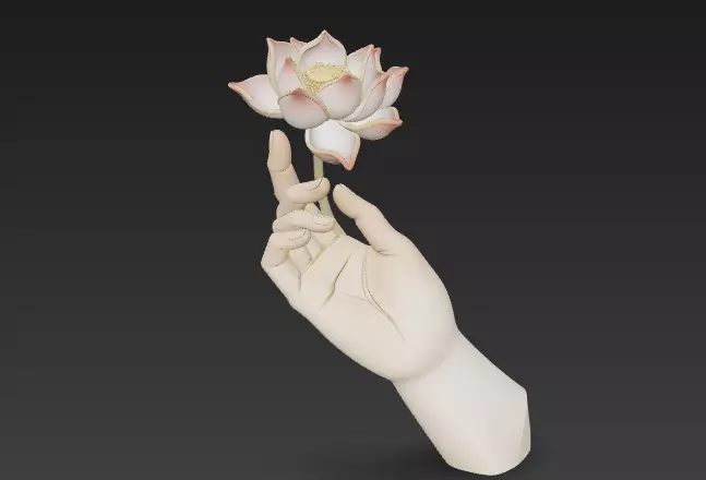Sculpture art with masterful hands brings forth blossoms 1 3D model