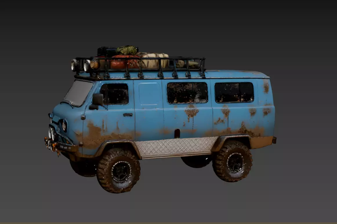 23- Chinese Style Scene - Outdated Bus 3D model