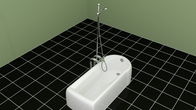 Bathtub  001 Standalone with shower and faucet