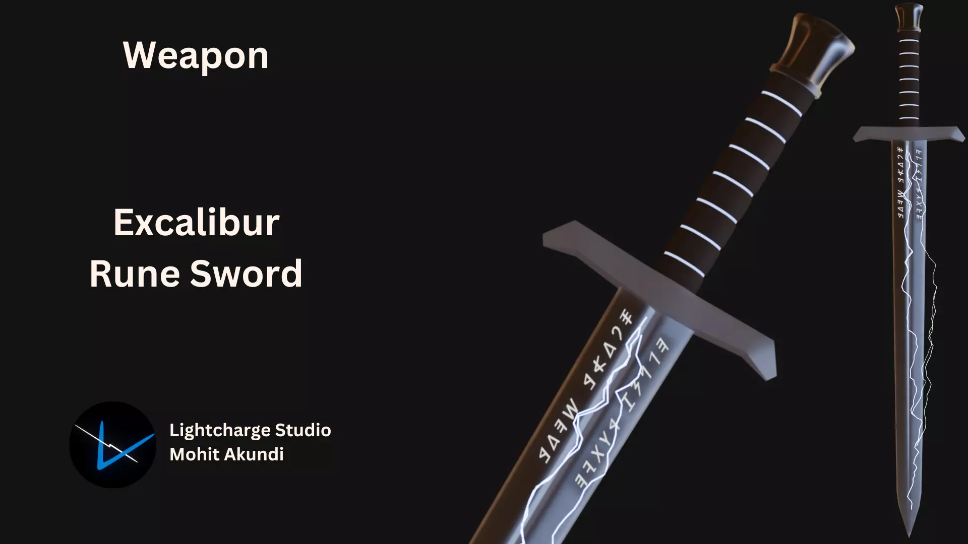 King Arthur Excalibur Rune Sword Low-poly 3D model